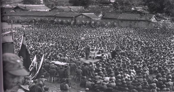 History's Bloodiest Wars A picture of a communist leader addressing a long march during the Chinese Civil War